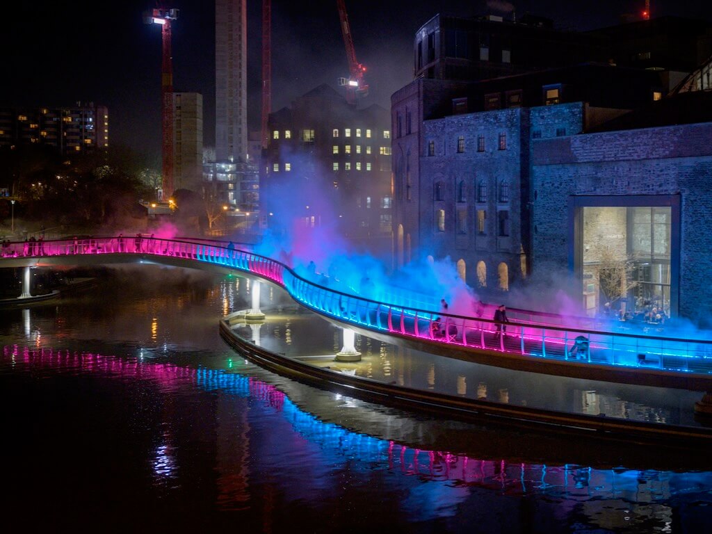 Bristol Light Festival featured Tine's Pink Enchantment, transforming Castle Bridge into an ethereal walkthrough experience.