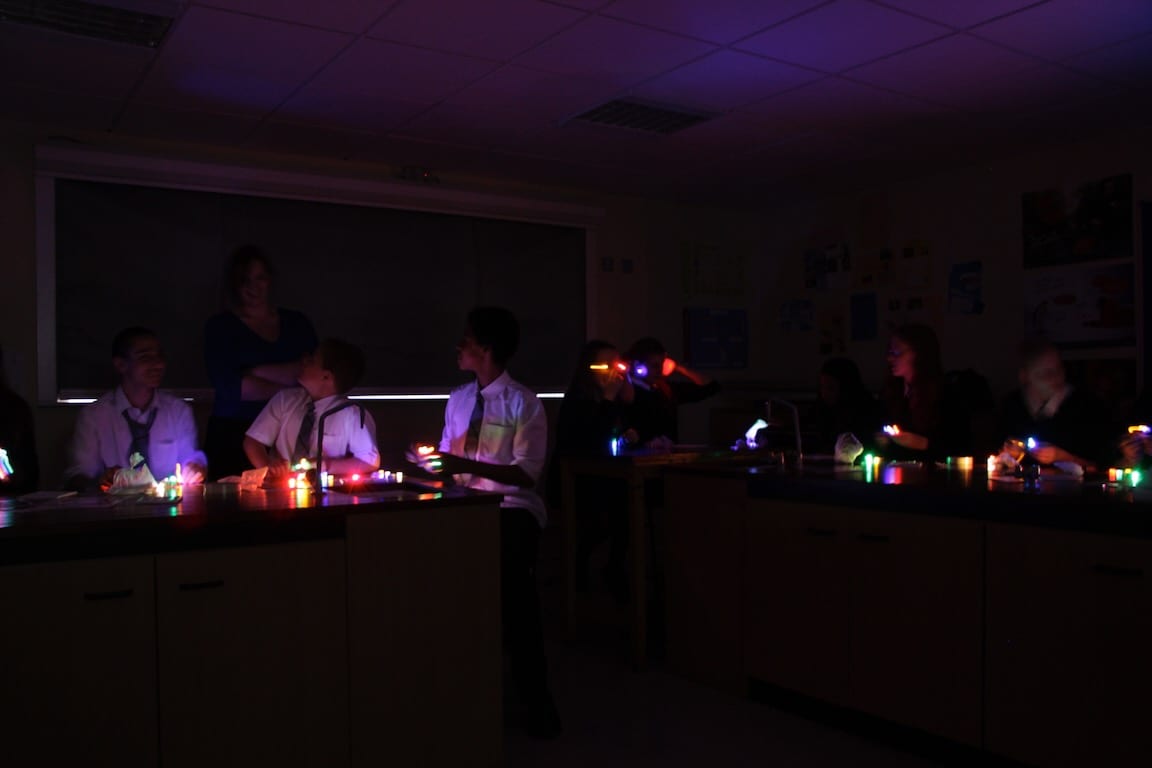 Tine Bech inspires school students with an interactive light art workshop.