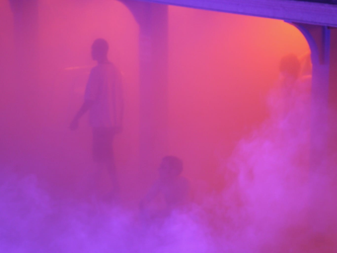 Tine's light project creates stunning sunset colours in an immersive swimming project.