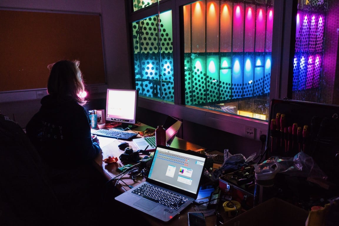 A view from inside the control room for The Light Bridge.