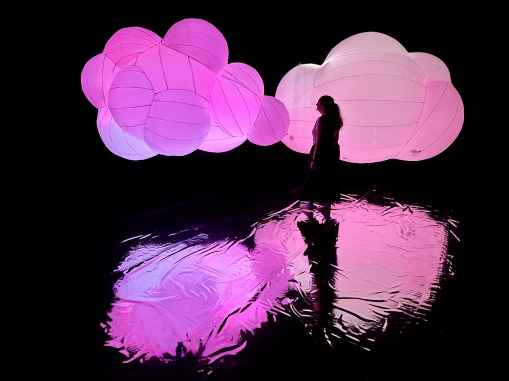 Audiences are awed and intrigued by the giant floating luminous cloud created by Tine Bech Studio.